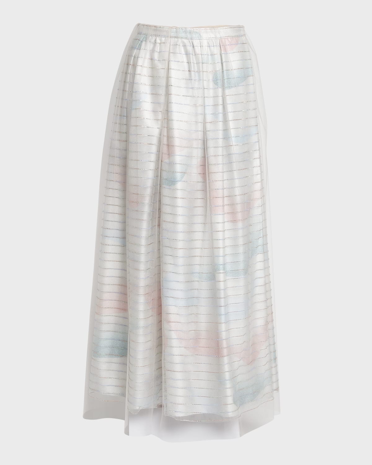 Giorgio Armani Embellished Stripe Maxi Skirt with Tulle Overlay