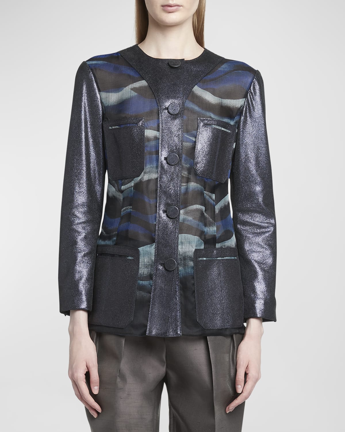 Giorgio Armani Night Water Printed Leather Jacket