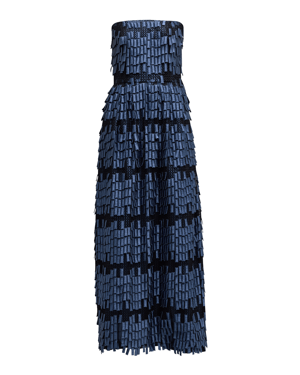 Giorgio Armani Strapless Geometric Fringe Effect Gown
