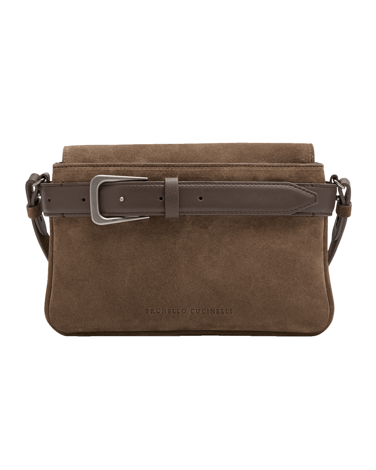 Brunello Cucinelli Belt Flap Velour Leather Crossbody Bag