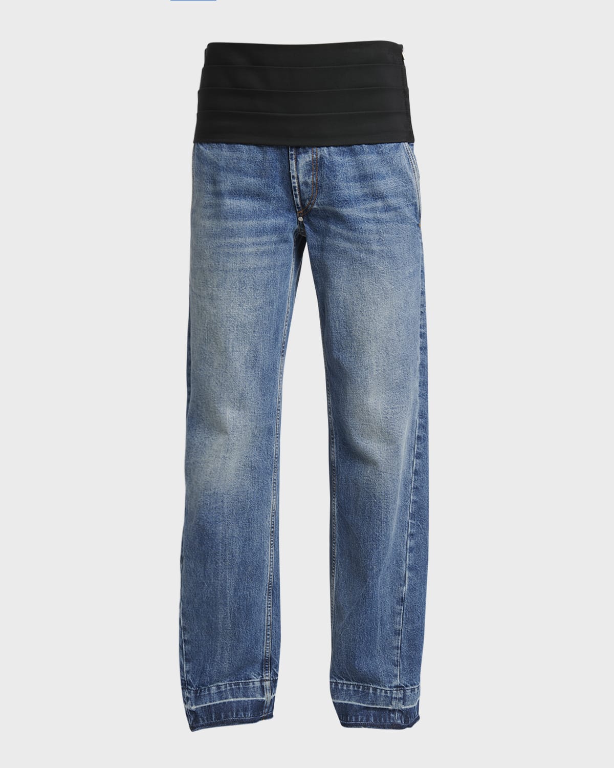 Stella McCartney Mid-Rise Cummerbund Straight-Leg Vintage Blue Wash Jeans