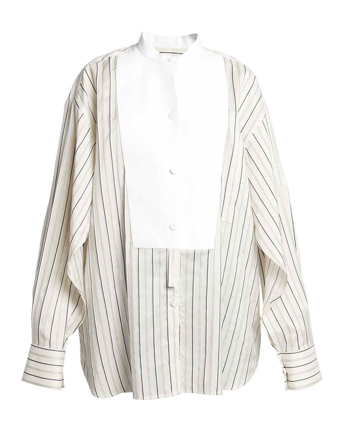 Stella McCartney Plastron Button-Front Cotton Shirt