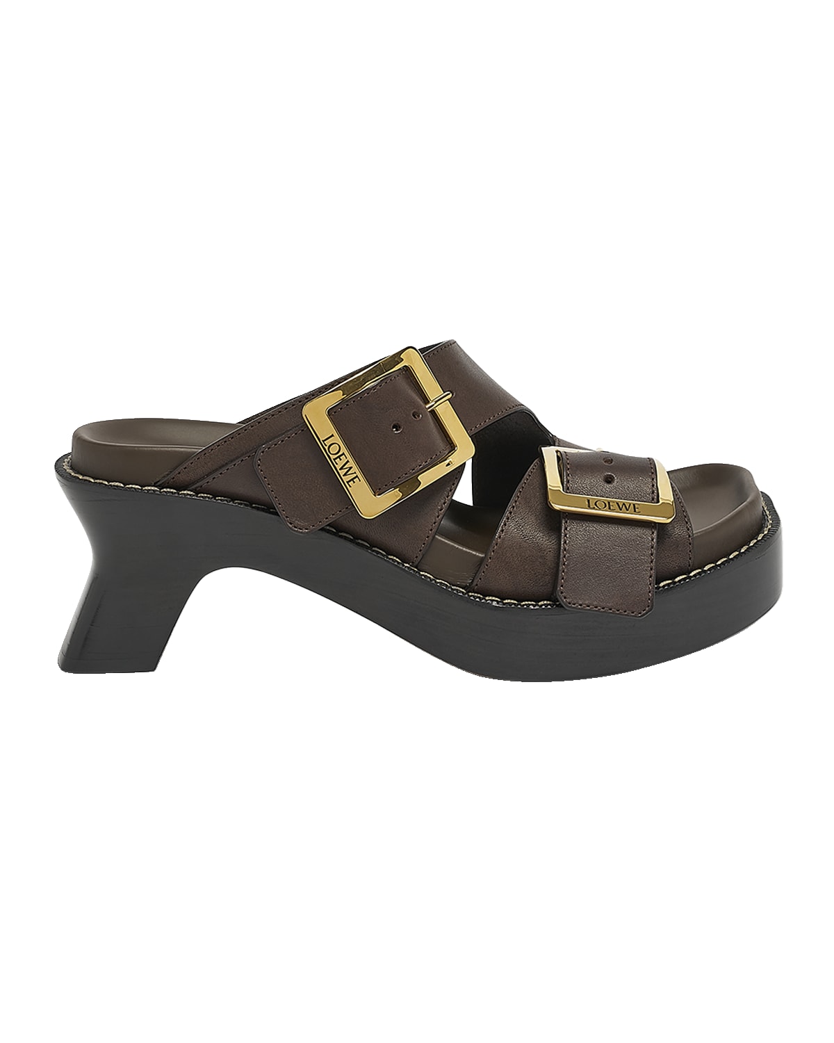 Loewe Leather Dual-Buckle Platform Sandals