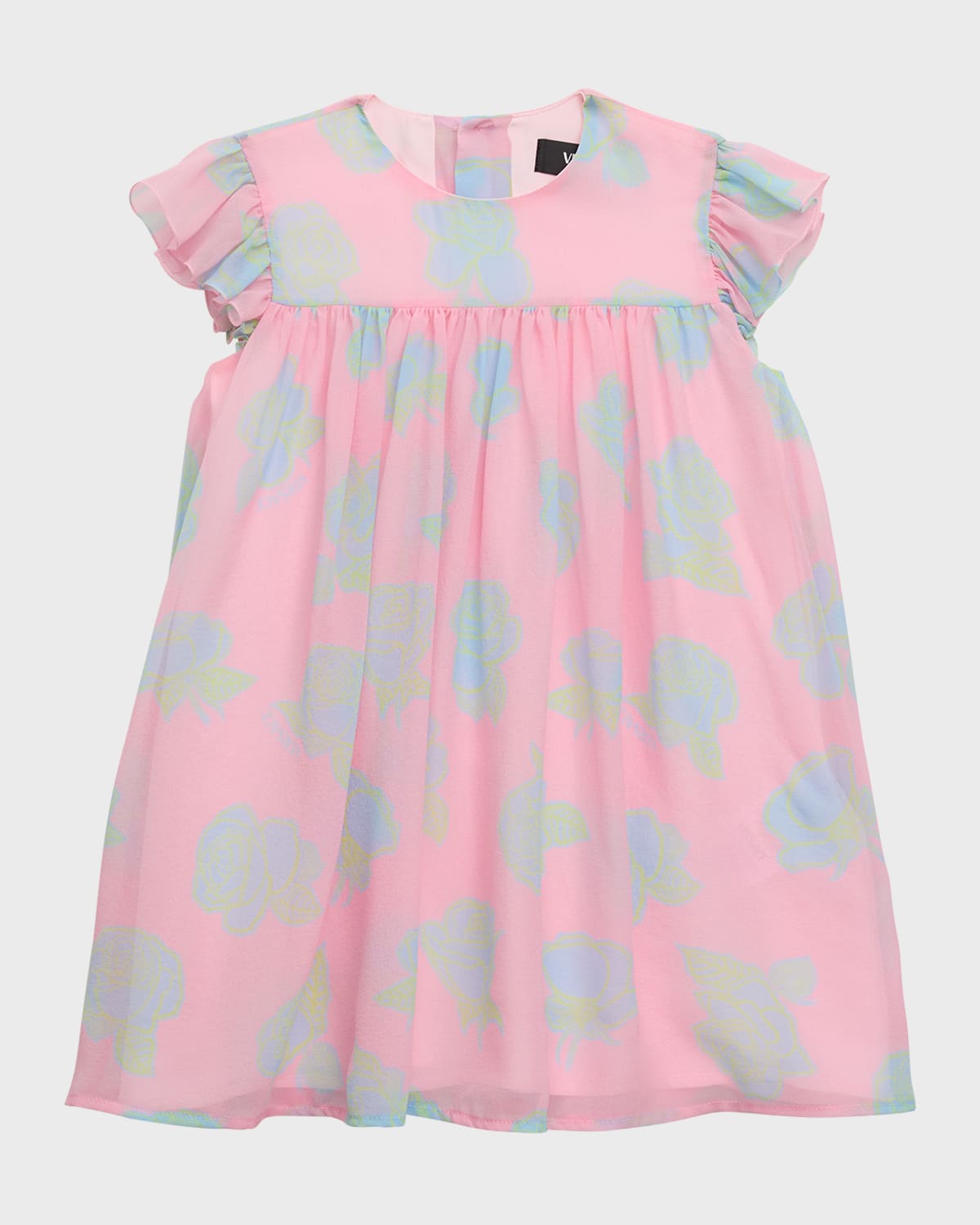 Versace Girl's Rose-Print Silk Dress, Size 12M-3