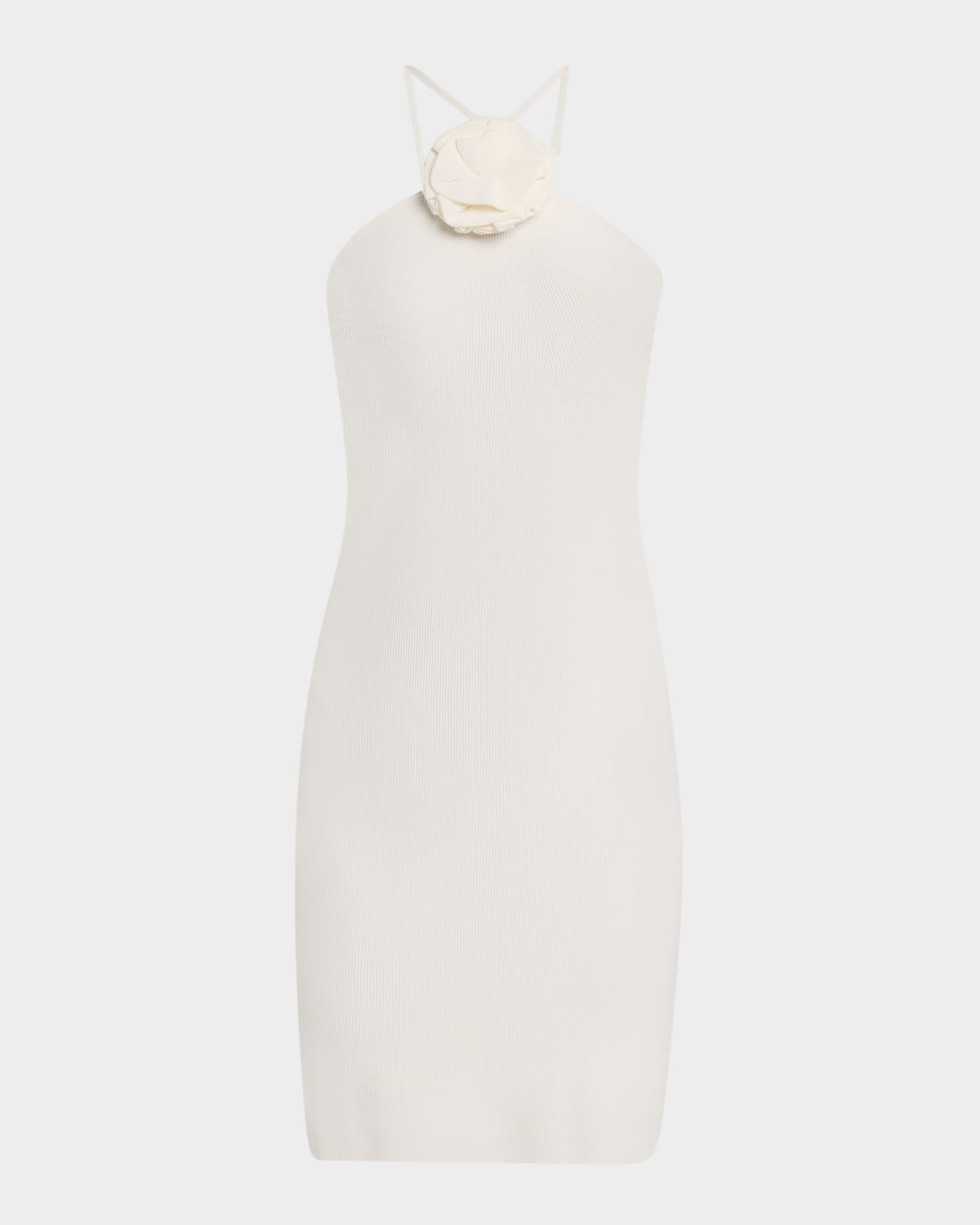 LaMarque Savina Rib-Knit Flower Mini Halter Dress