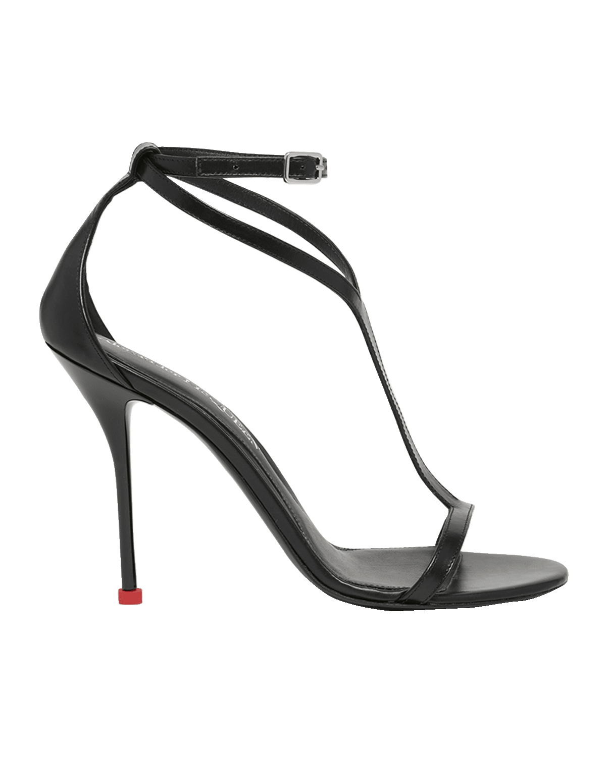 Alexander McQueen Harness Leather T-Strap Stiletto Sandals