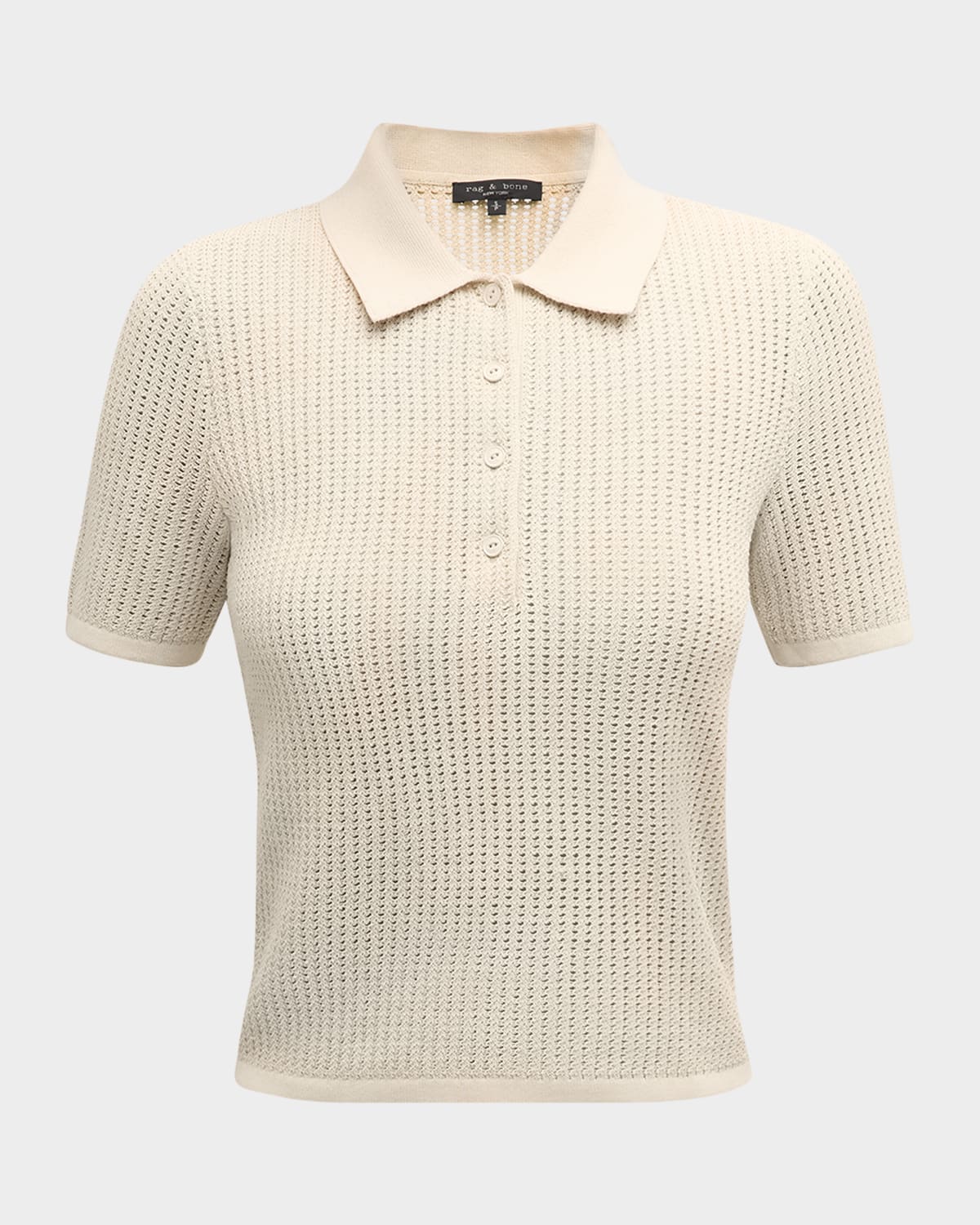 Rag & Bone Viola Open-Knit Polo Top