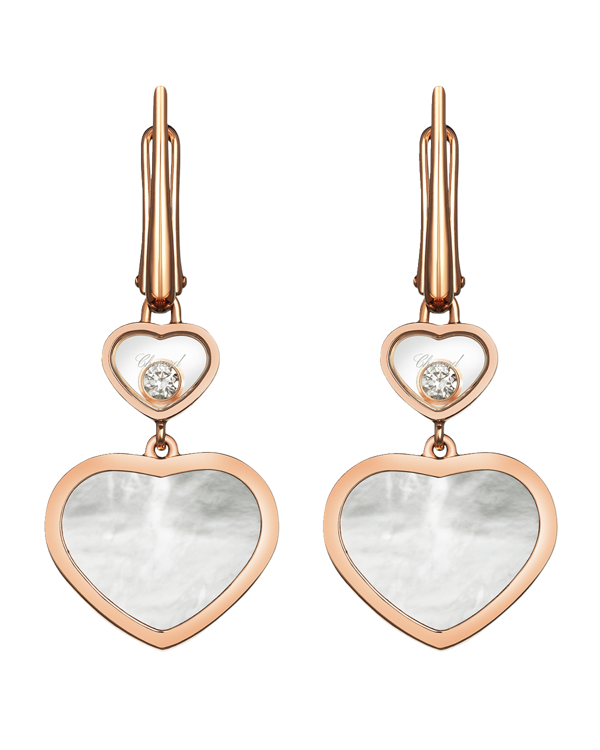 Chopard Happy Hearts 18K Rose Gold Mother-of-Pearl & Diamond Earrings