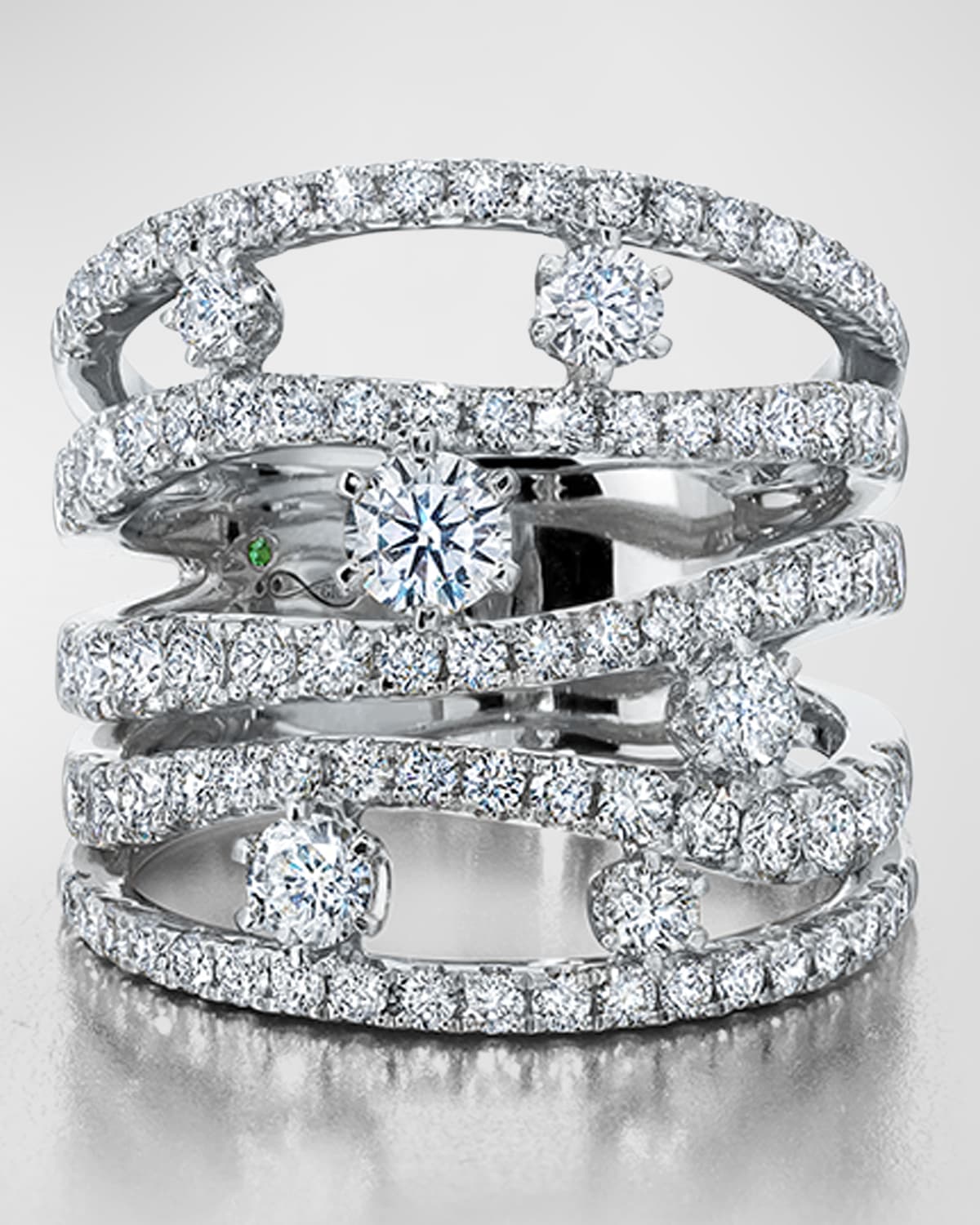 Graziela Gems 18k White Gold Diamond Rio Cage Ring