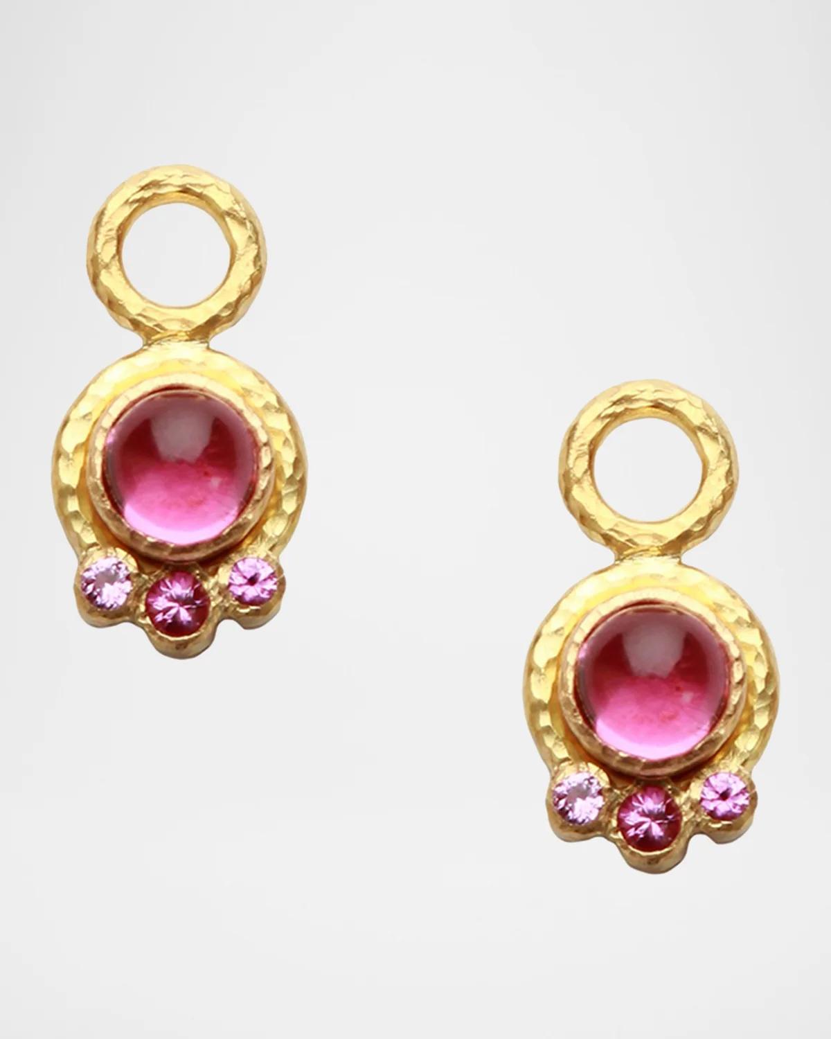 19K Pink Tourmaline Earring Charms