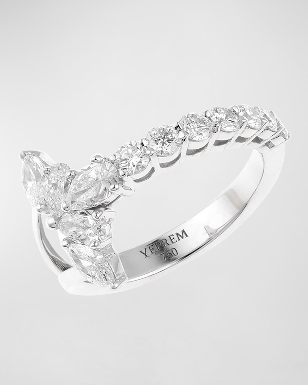 Yeprem 18K White Gold Diamond Ring, 1.3tcw, Size 6.5