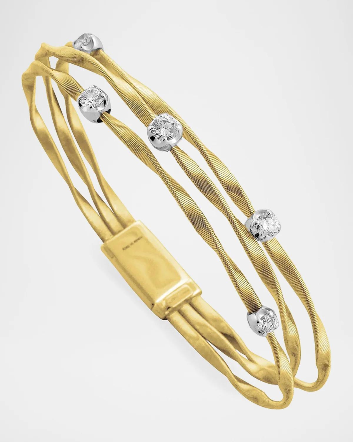 Marrakech Two-Tone 18K Gold & 0.70 TCW Diamond Triple Strand Bracelet