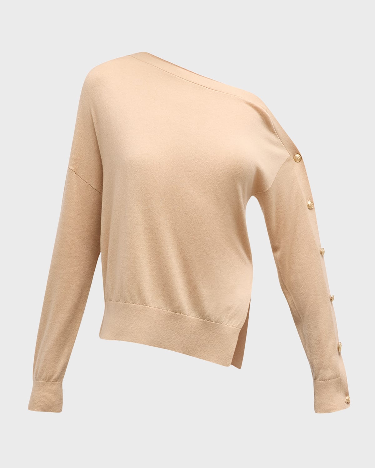 L'Agence Ledger Off-The-Shoulder Button Sweater