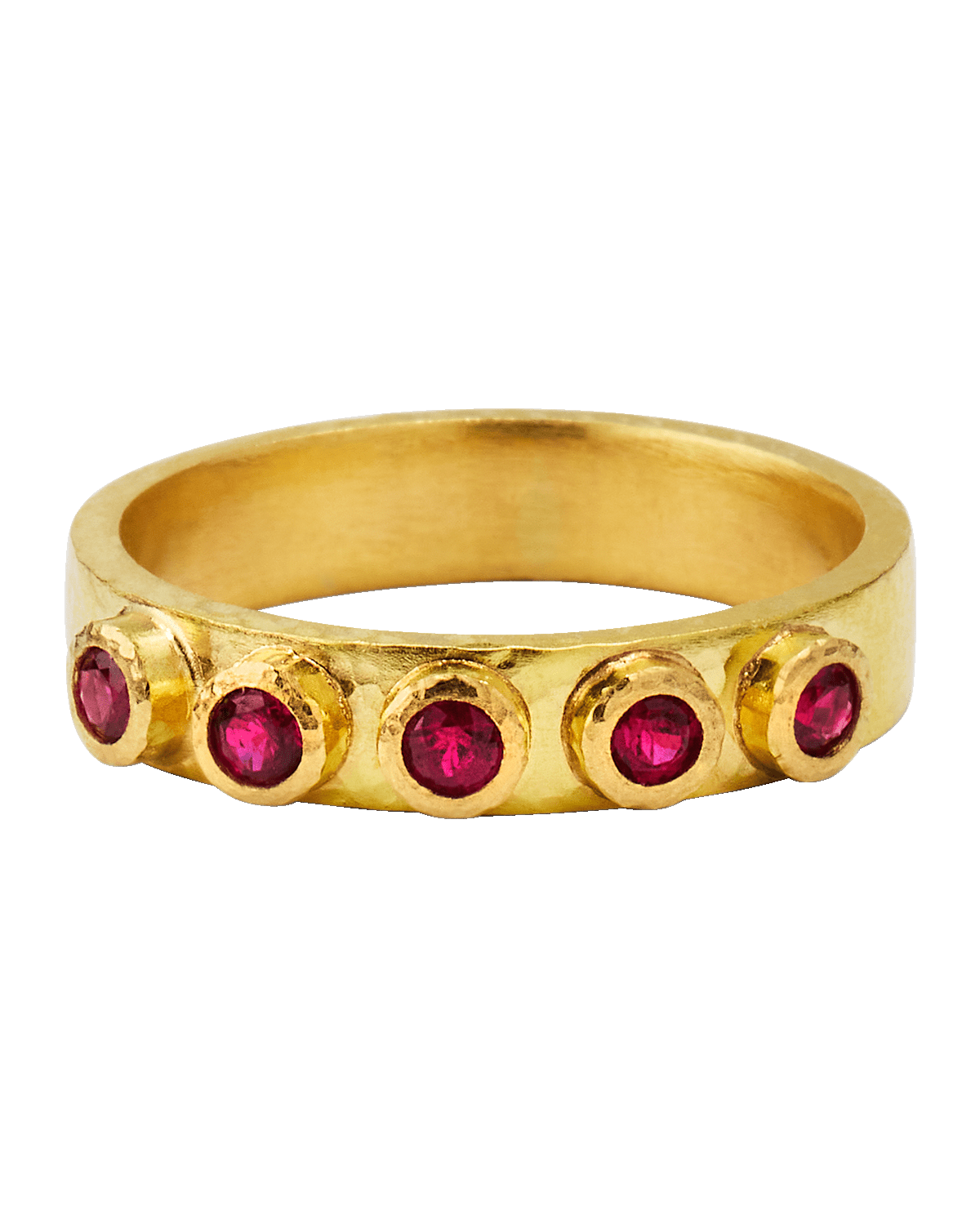 Elizabeth Locke 19K Flat Ribbon Stack Ring with 2.5mm Rubies