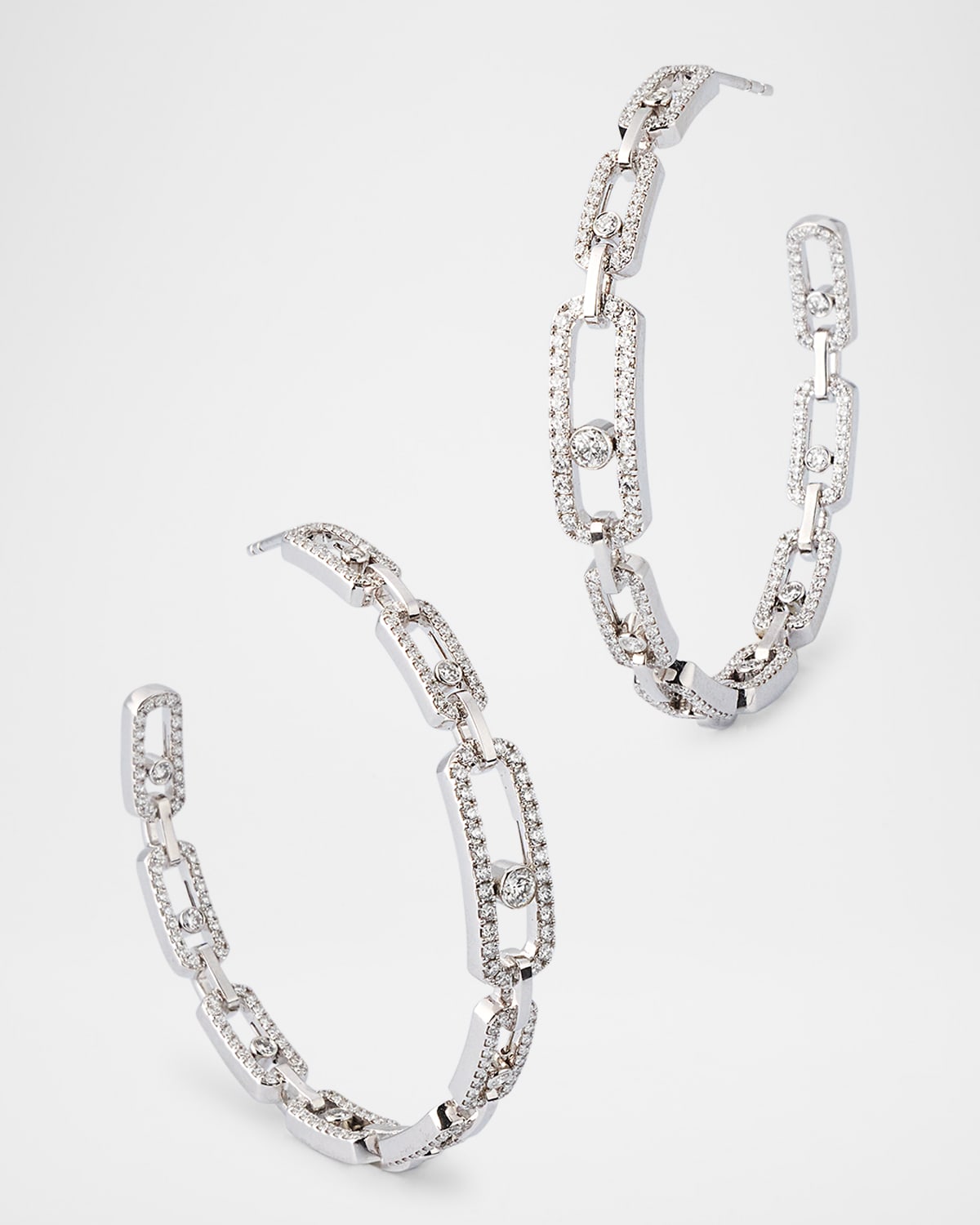 Messika Move Link Pave Hoop Earrings in 18K White Gold