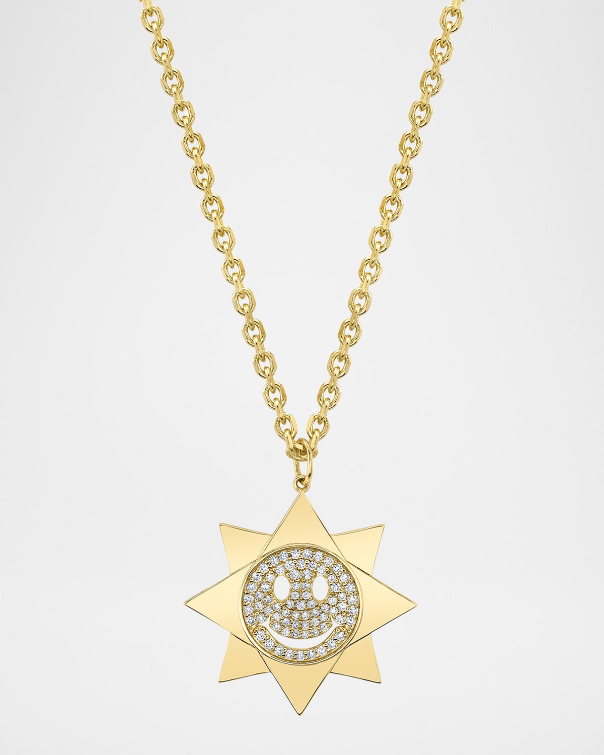 Sydney Evan 14K Large Happy Face Sun on Chain Necklace