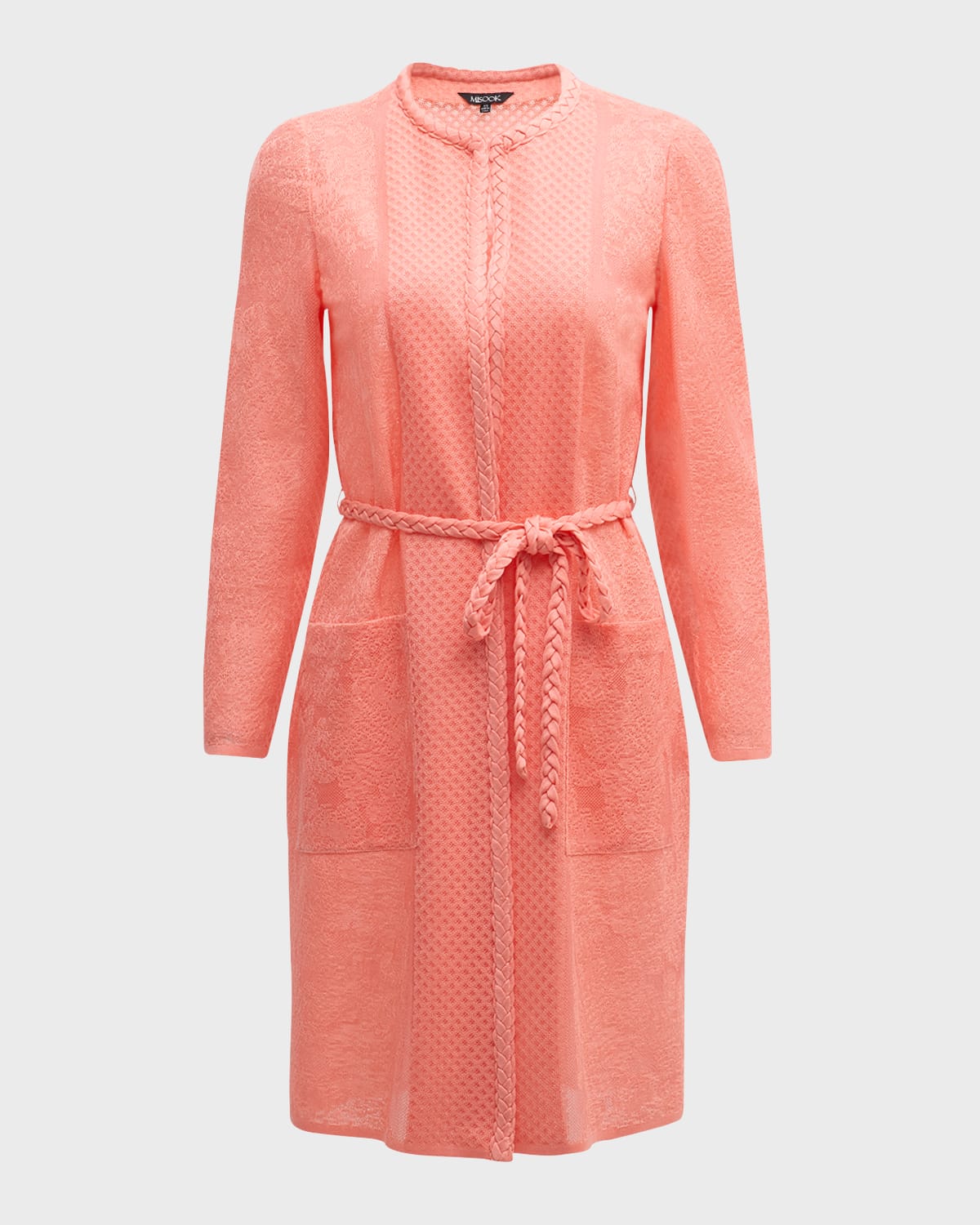 Misook Braid-Trim Jacquard Knit Jacket