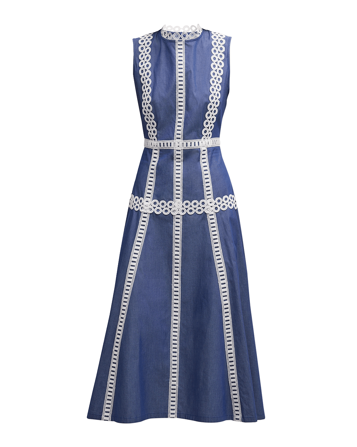 Misook Sleeveless Eyelet-Trim Cotton Midi Dress