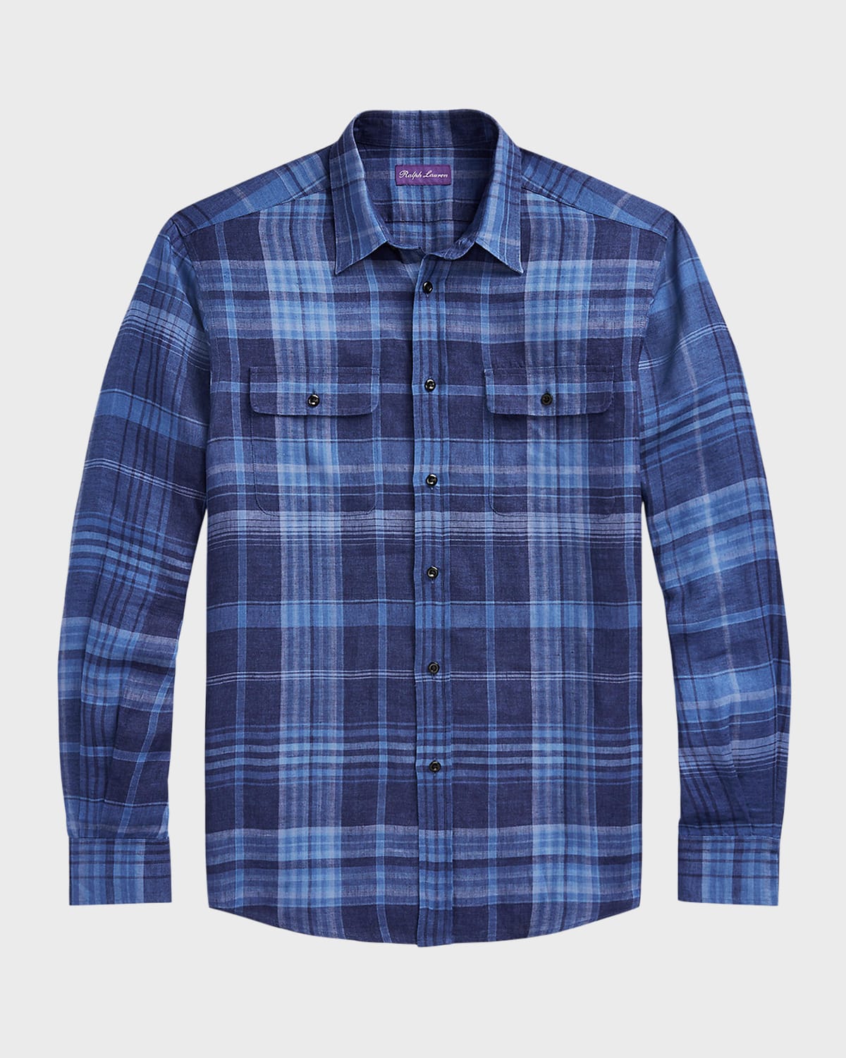 Ralph Lauren Purple Label Men's Plaid Linen Shirt
