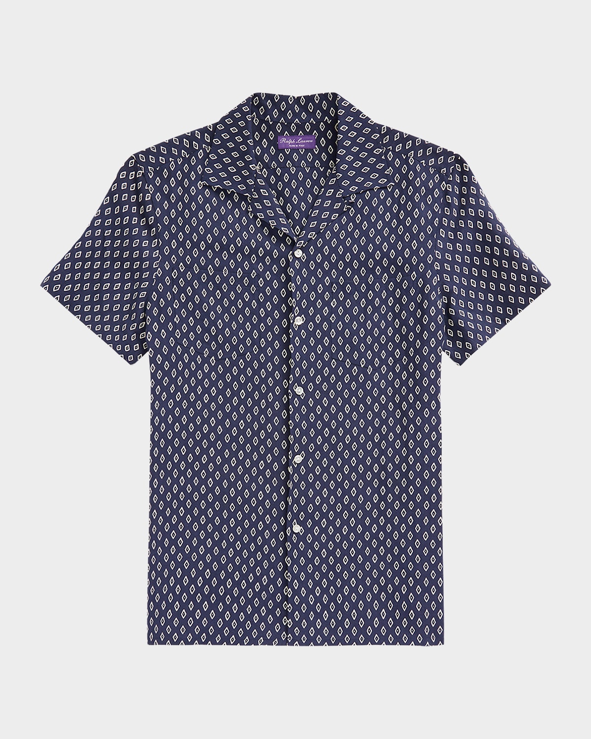 Ralph Lauren Purple Label Men's Diamond-Print Linen and Silk Camp Shirt