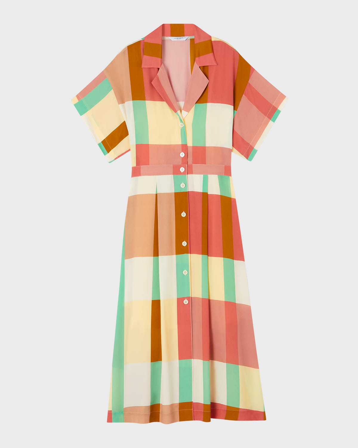 LK Bennett Izzy Pleated Block-Print Midi Shirtdress