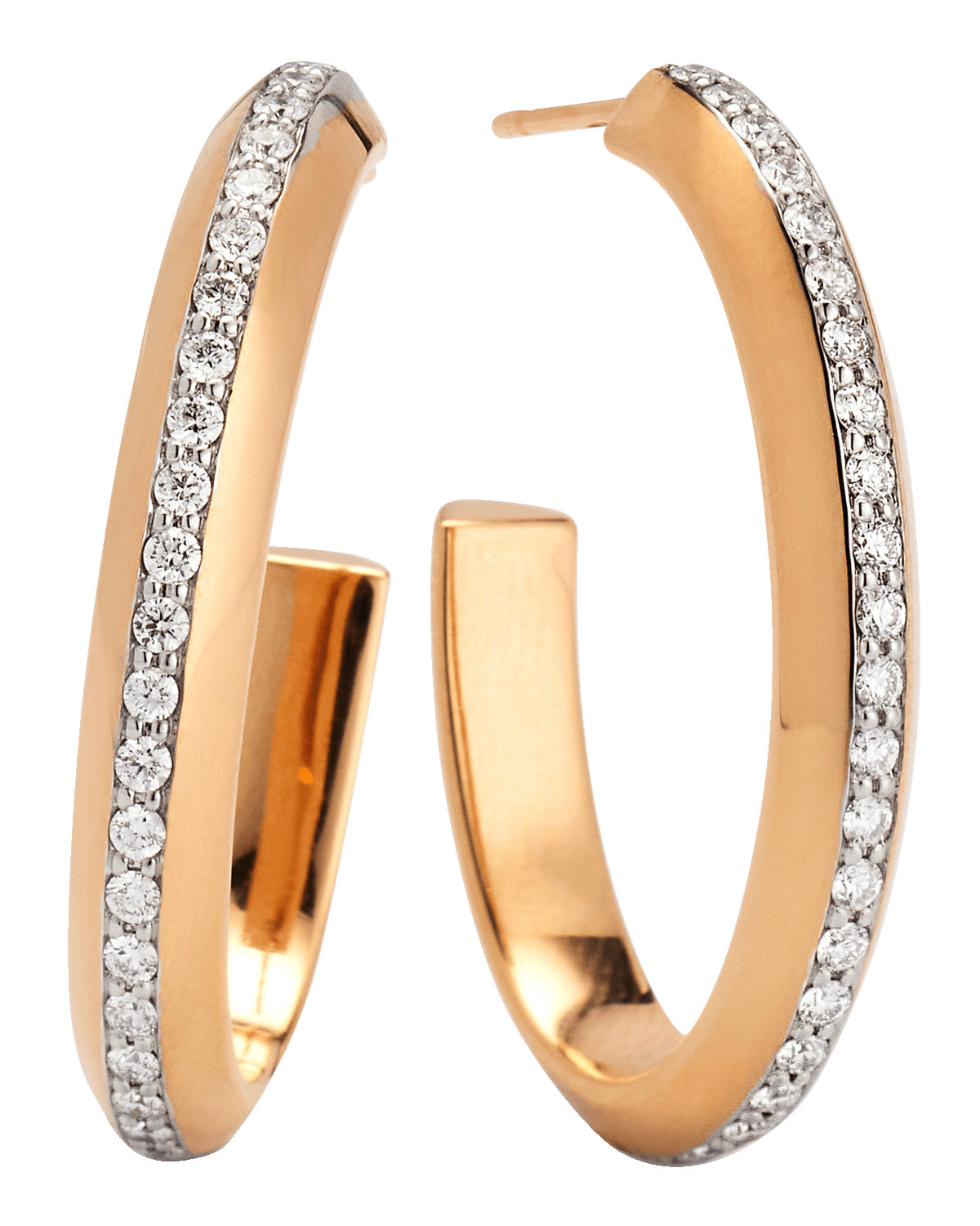 Walters Faith 18K Rose Gold Diamond Knife Edge Hoop Earrings
