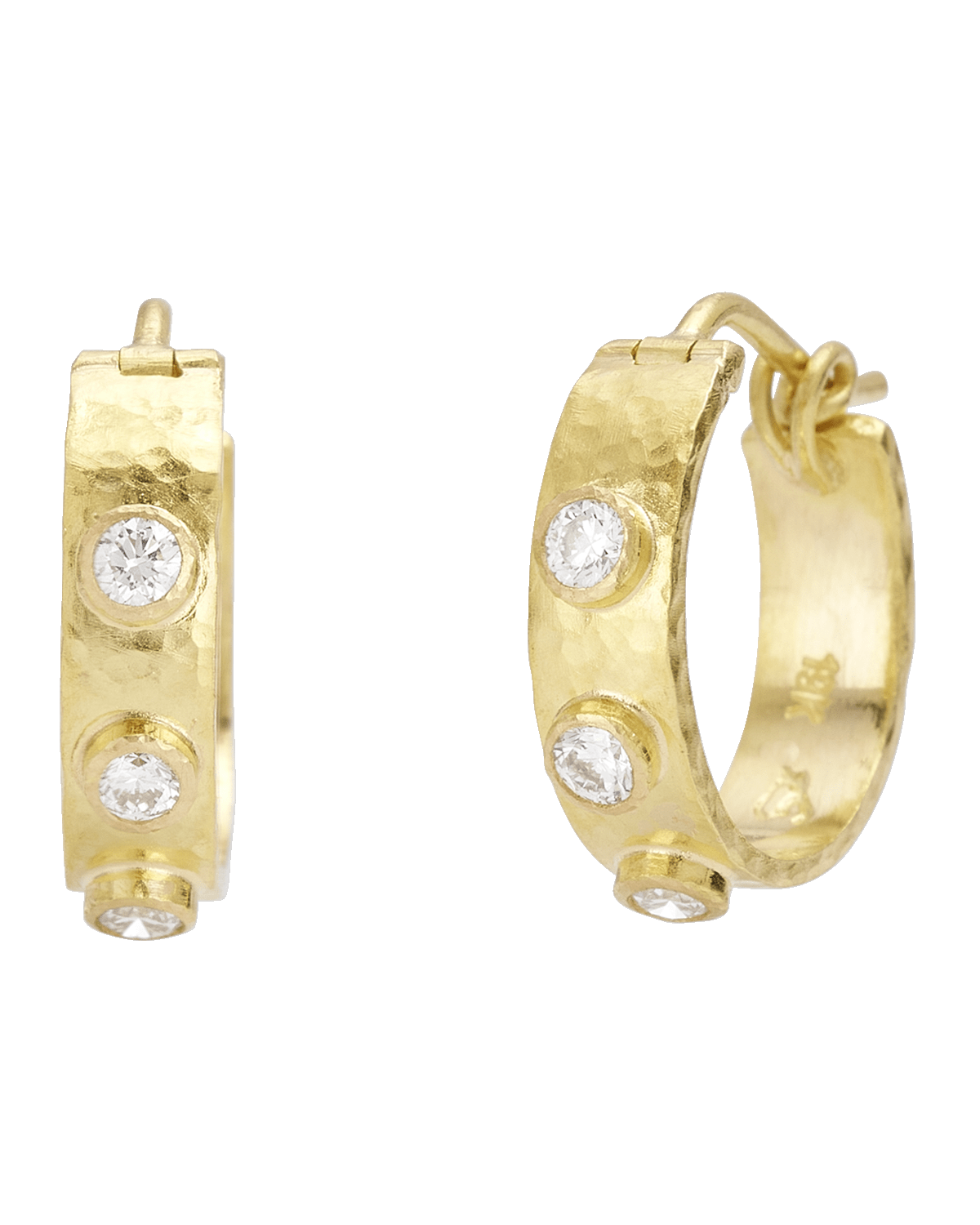 Elizabeth Locke 19K Flat Ribbon Hoop Earrings with Diamonds, 0.5"L