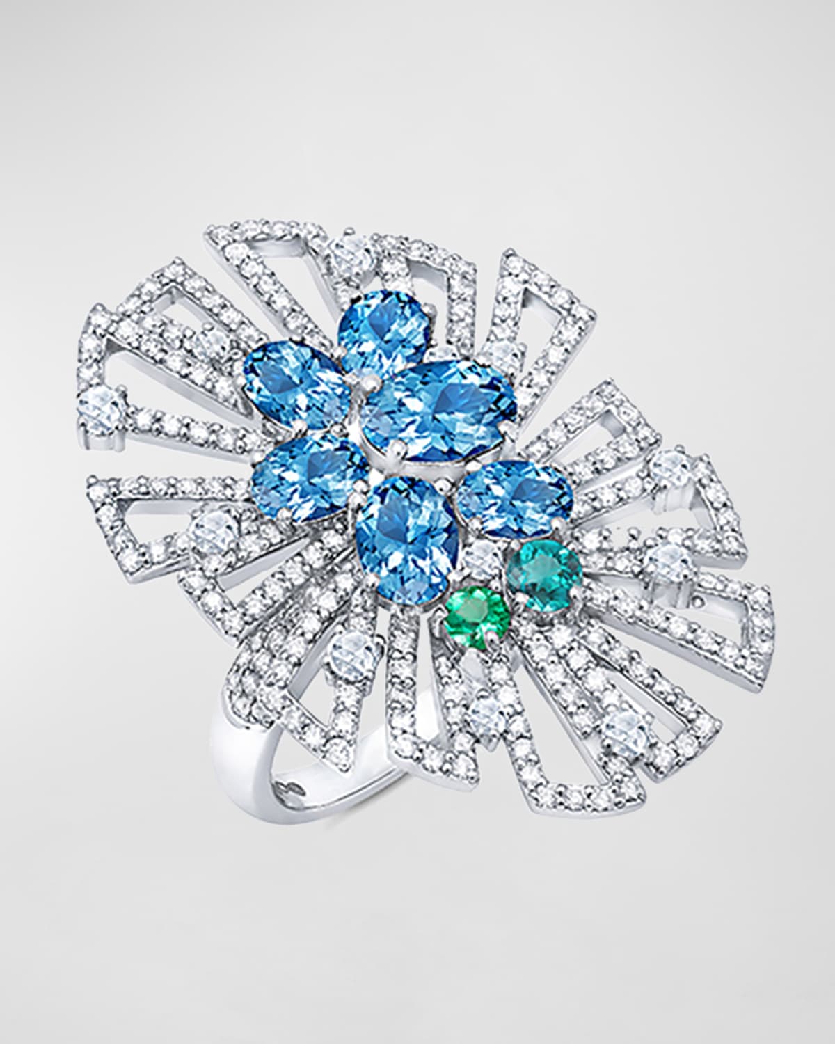 Graziela Gems 18k White Gold Midnight Aquamarine Statement Ring