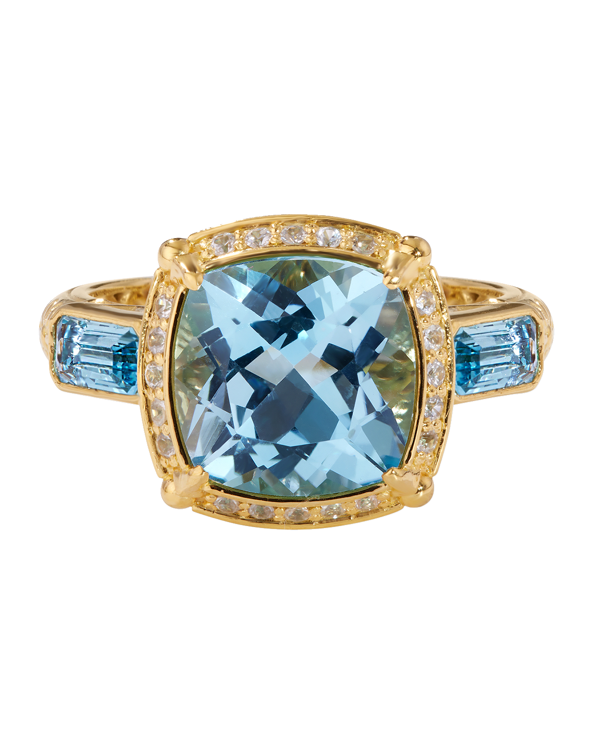 Konstantino Sky Blue Topaz and White Sapphire Ring, Size 7