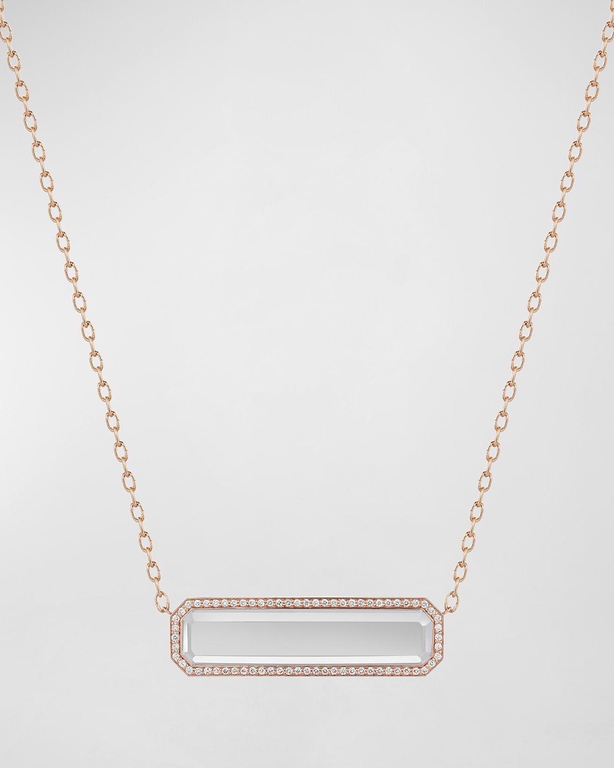 Walters Faith Belle Rose Gold East-West Rock Crystal Tablet Necklace