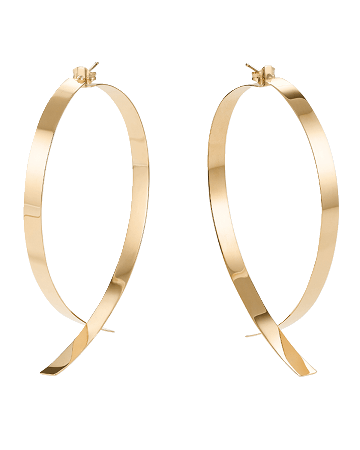 LANA 75mm Large Flat Wide Front/Back Upside Down Hoop Earrings