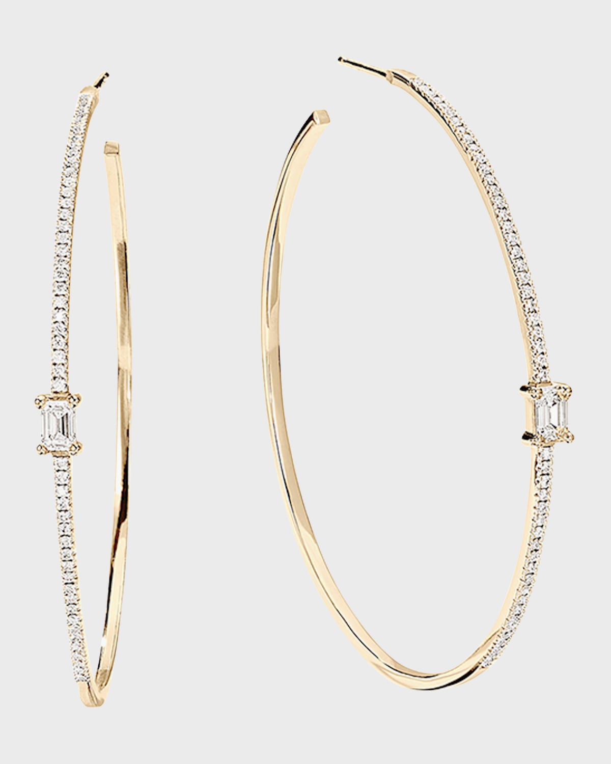 LANA Yellow Gold Skinny Flawless Diamond Hoop Earrings