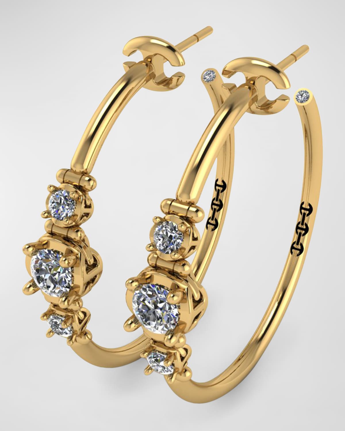 Hoorsenbuhs 18K Yellow Gold Hoop Earrings with Diamonds, 25mm