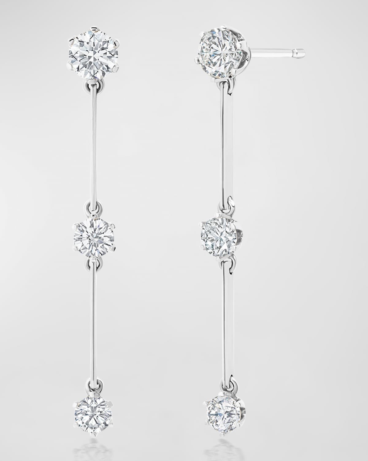 Graziela Gems 18k White Gold Floating Diamond Triple Drop Earrings