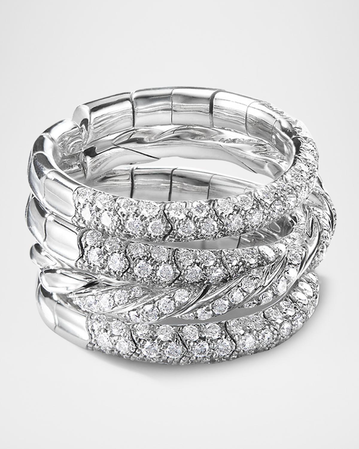 Paveflex Four Row Ring with Diamonds in 18K Gold