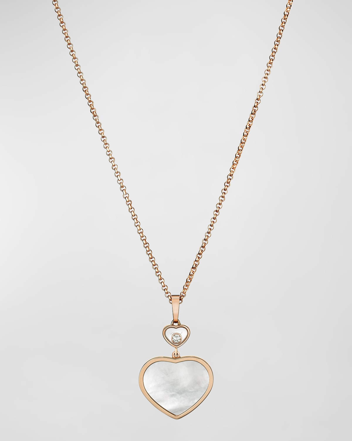 Chopard Happy Hearts 18K Rose Gold Mother-of-Pearl & Diamond Long Pendant Necklace