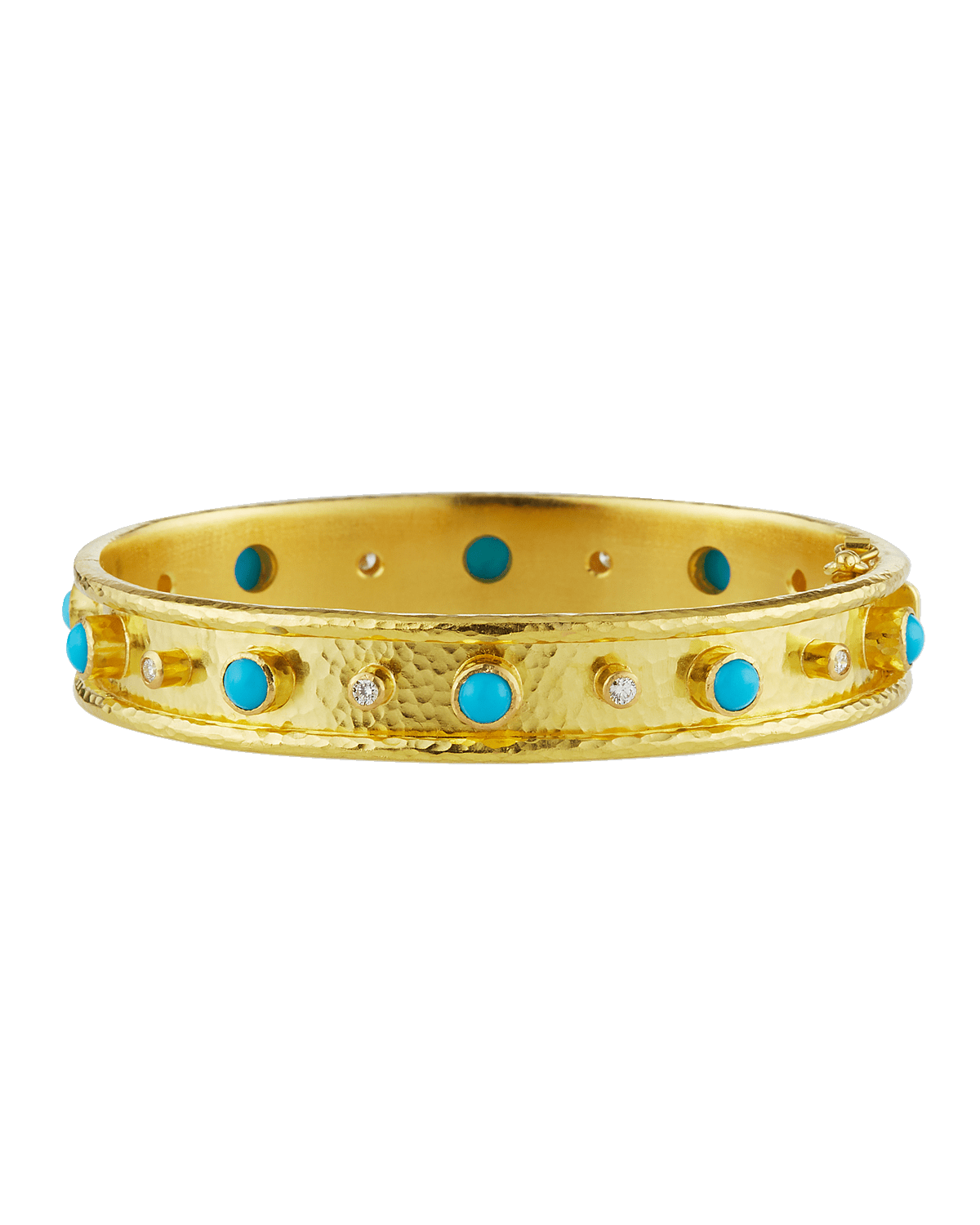 Elizabeth Locke 19k Sleeping Beauty Turquoise & Diamond Bangle