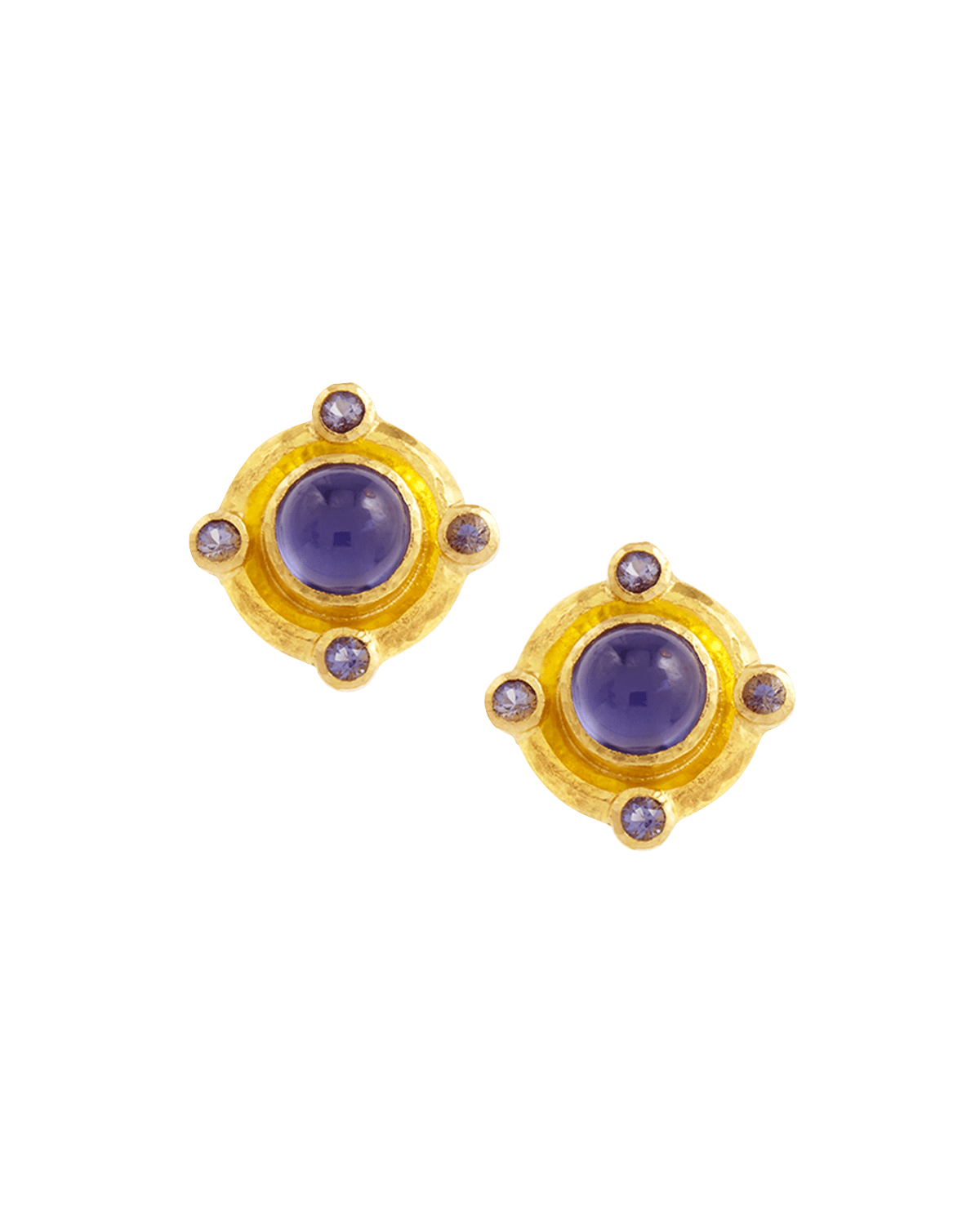 Elizabeth Locke 19K Gold Iolite Stud Earrings
