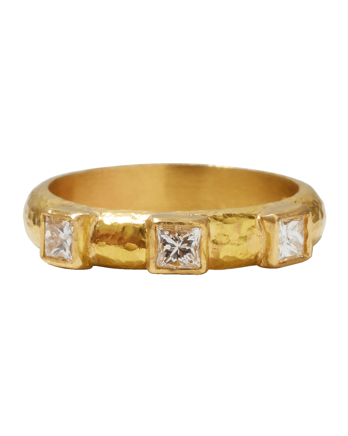 Elizabeth Locke 19K Gold Square Diamond Stack Ring, Size 6.5