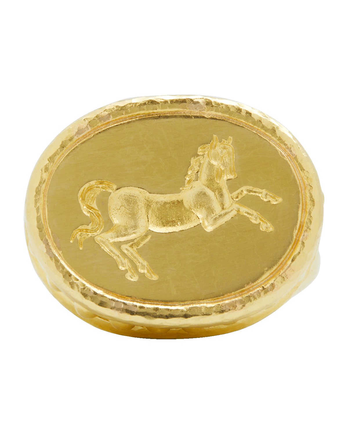 Elizabeth Locke 19K Horse on Oval Ring, Size 7