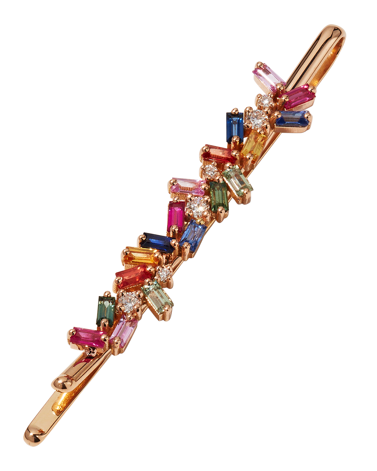 Suzanne Kalan 18k Rose Gold Rainbow Fireworks Hair Pin