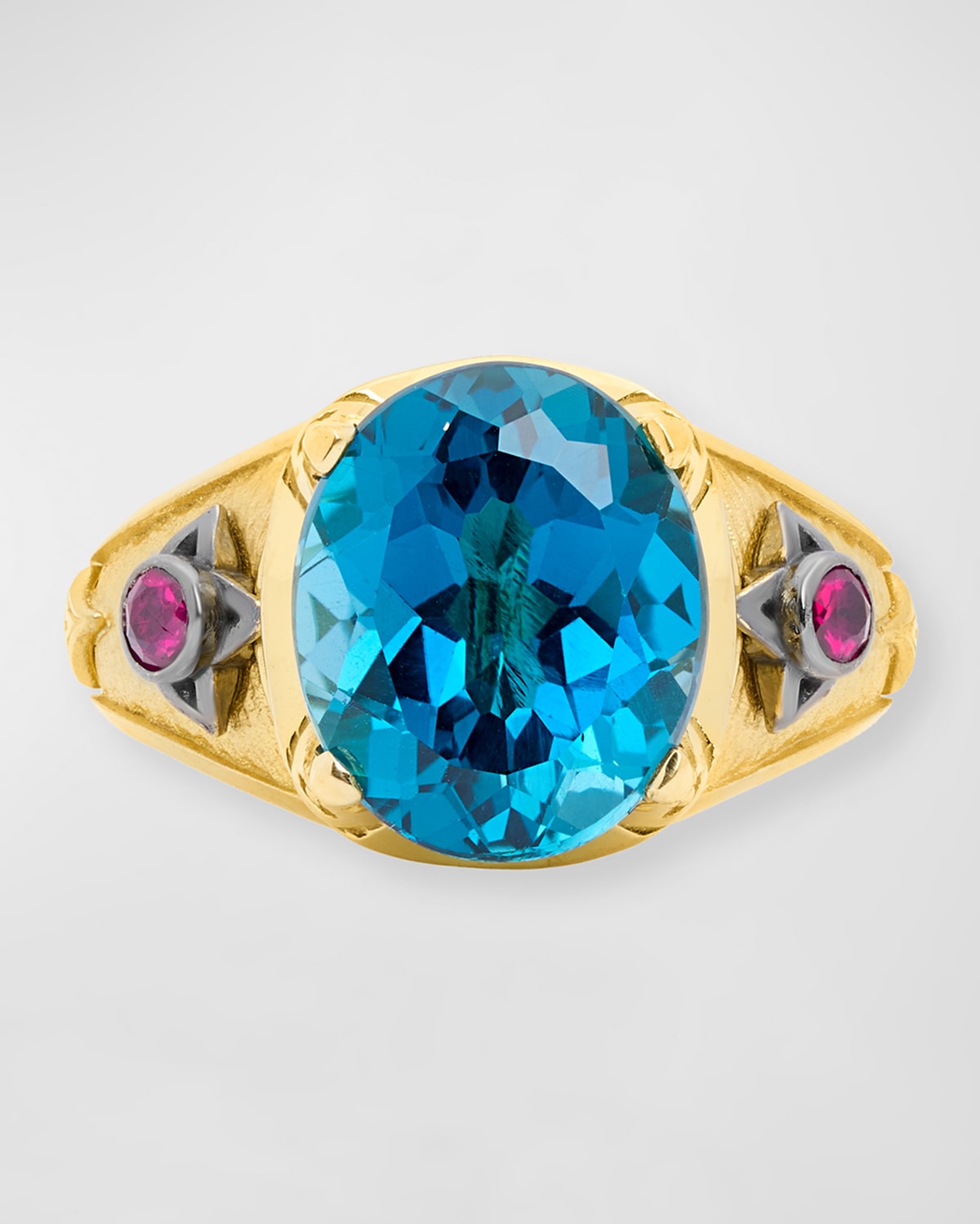 Konstantino Callas 18K London Blue Topaz and Ruby Ring