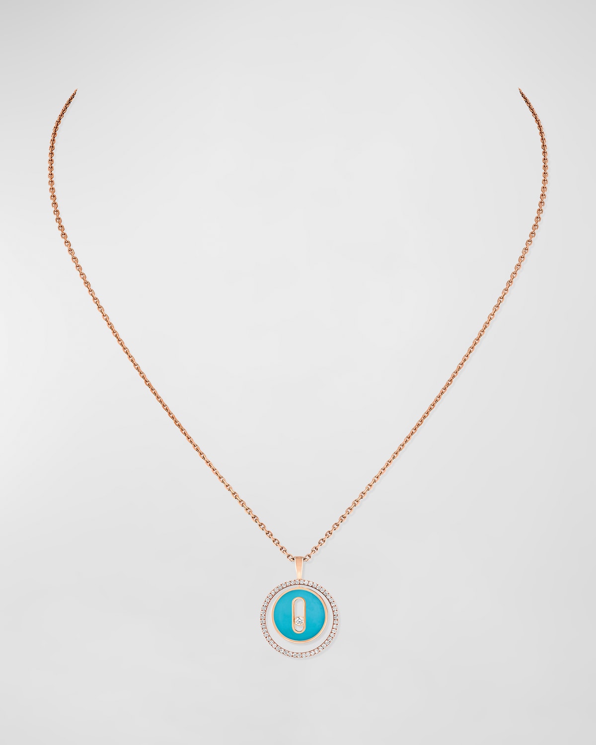 Messika Lucky Move 18K Rose Gold Turquoise Necklace