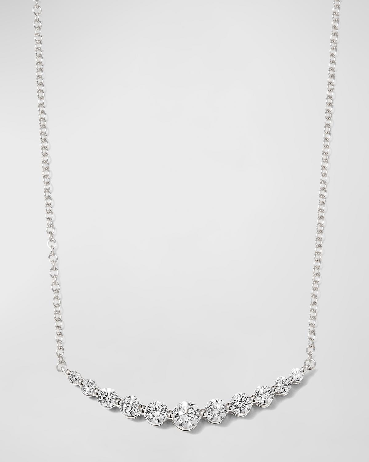 White Gold Round 11-Diamond Necklace, 18"L, 0.56-0.65tcw