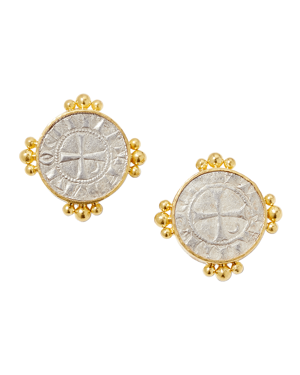Elizabeth Locke Silver Crusader Coin Earrings