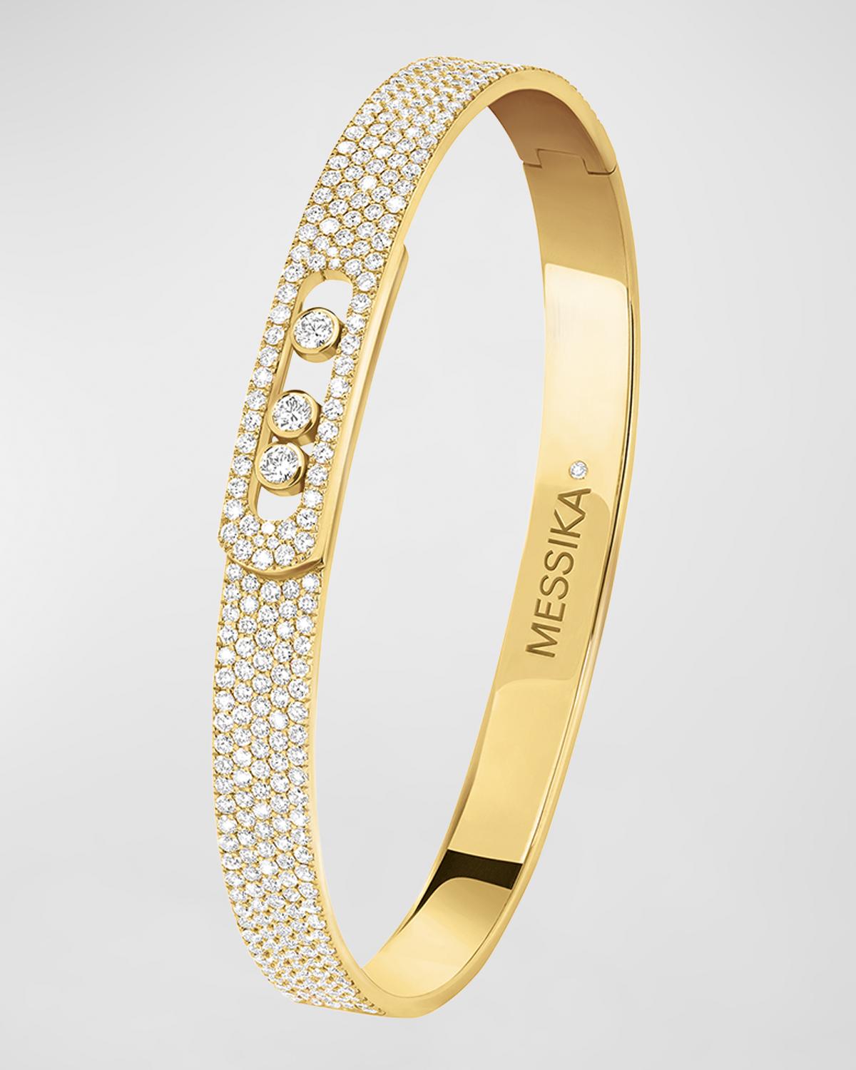 MOVE UNO Yellow Gold DIAMOND PAVE BANGLE BRACELET
