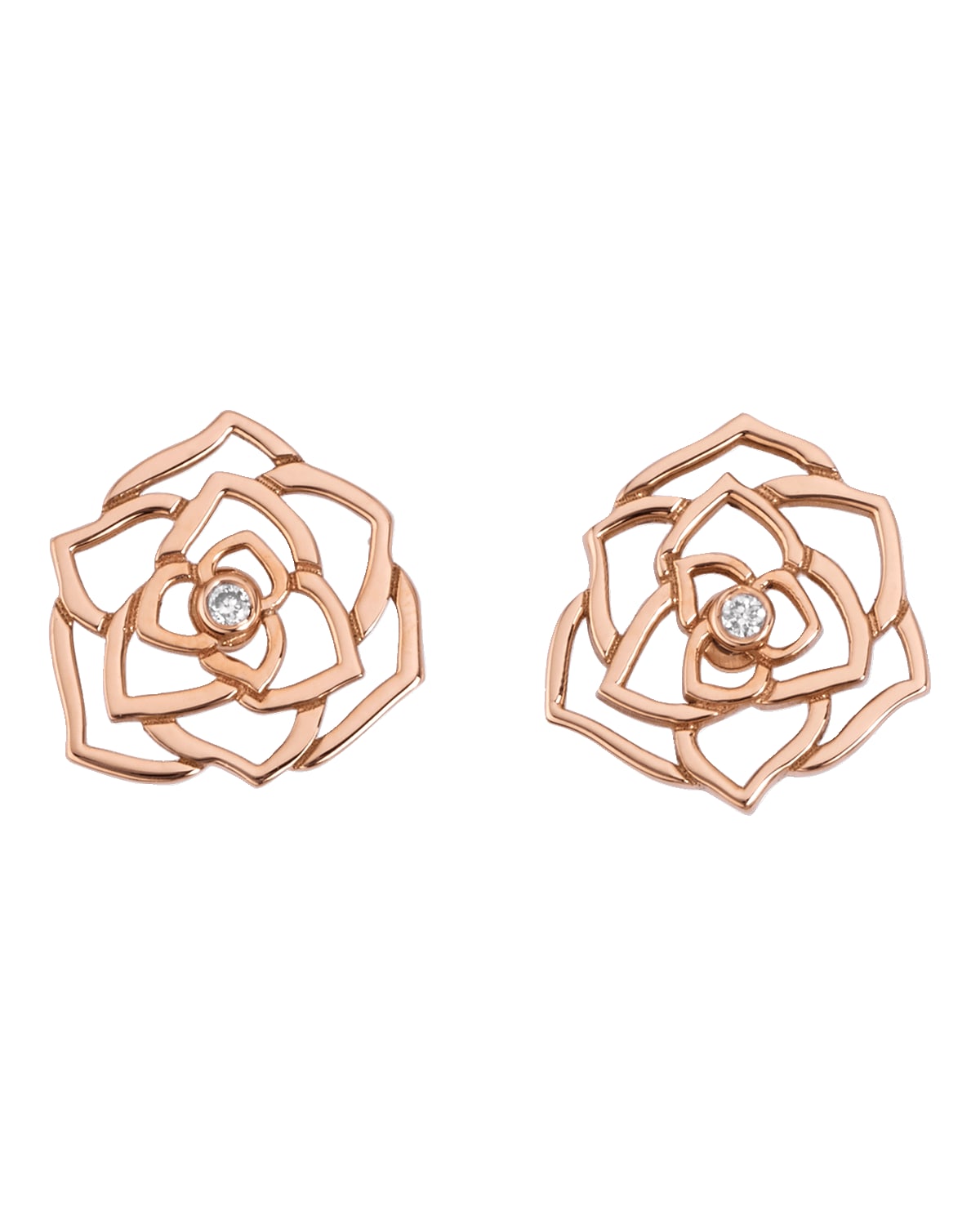PIAGET Rose 18K Rose Gold Lace Diamond Earrings