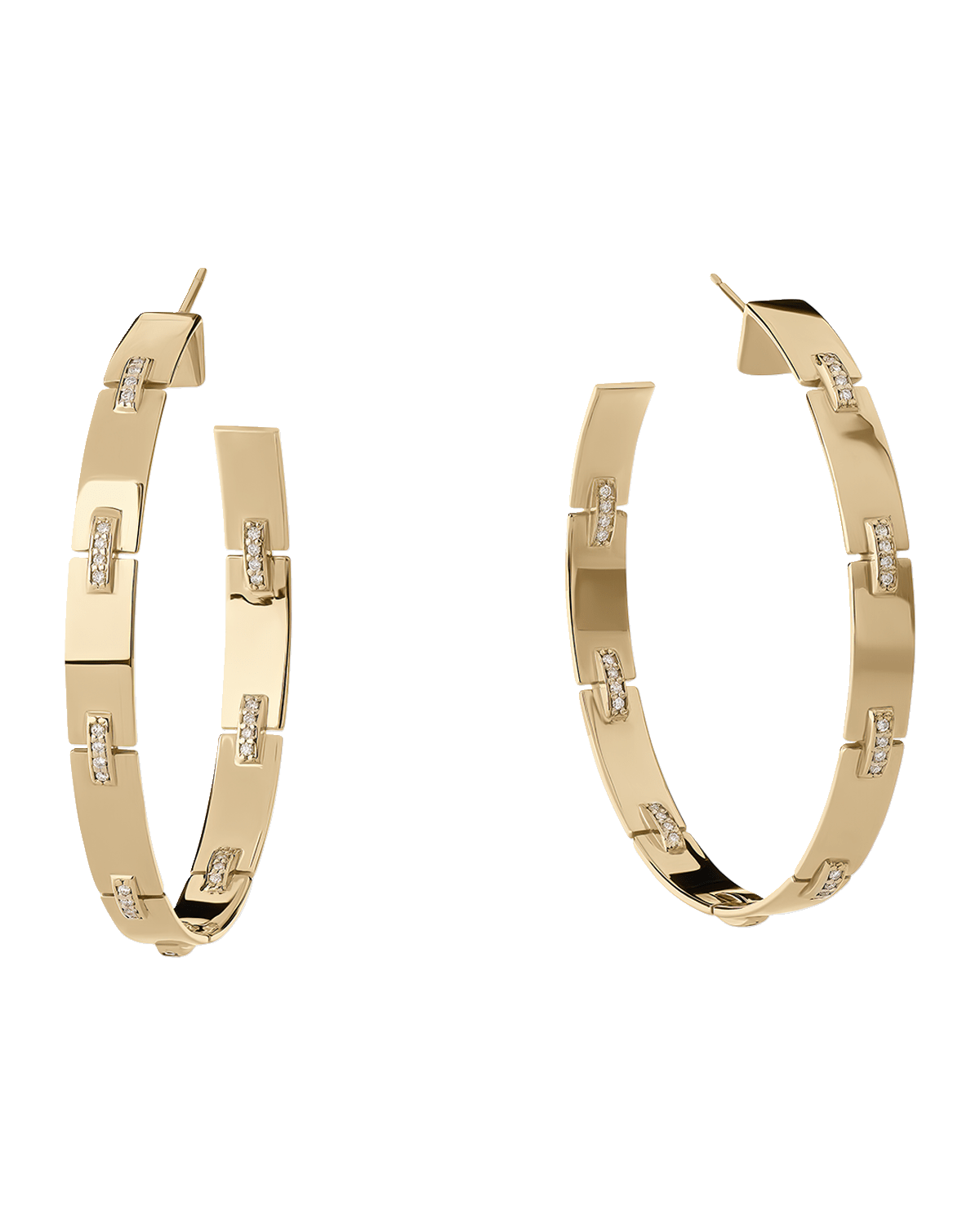 LANA 14K Yellow Gold Flawless Tag Link Diamond Vanity Hoop Earrings