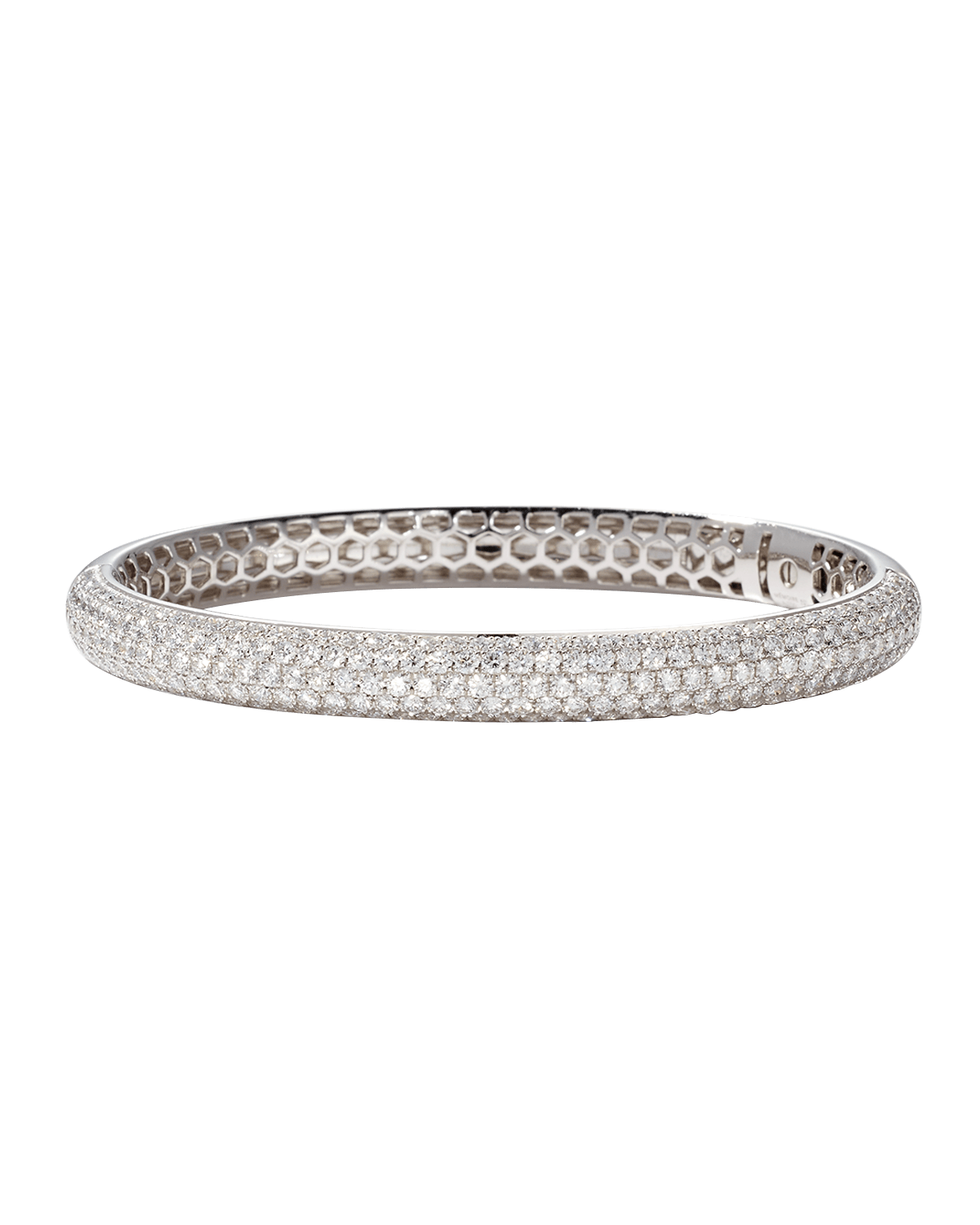 Memoire 18k White Gold Diamond Pave Bangle, 5.47tcw