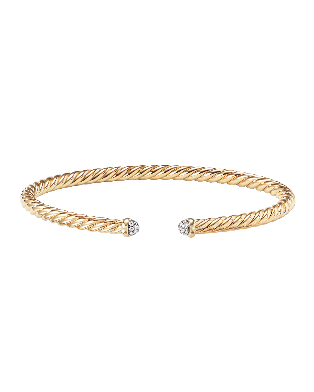 David Yurman Cable Bracelet in Gold with Diamonds, Size S